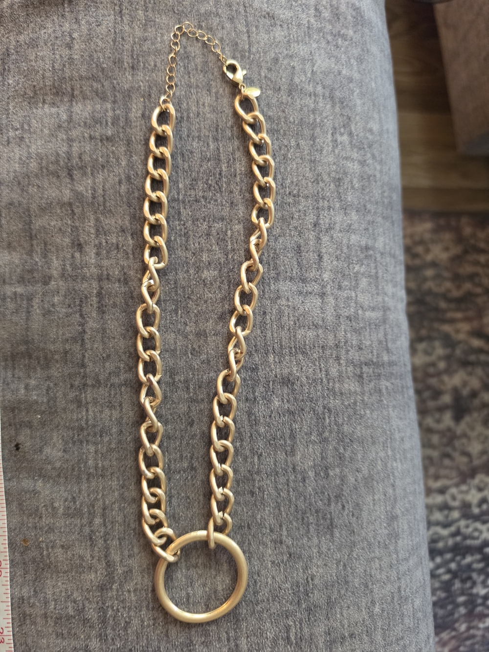 Gold-Tone Chain Necklace with Circular Ring Pendant By Lost And Found